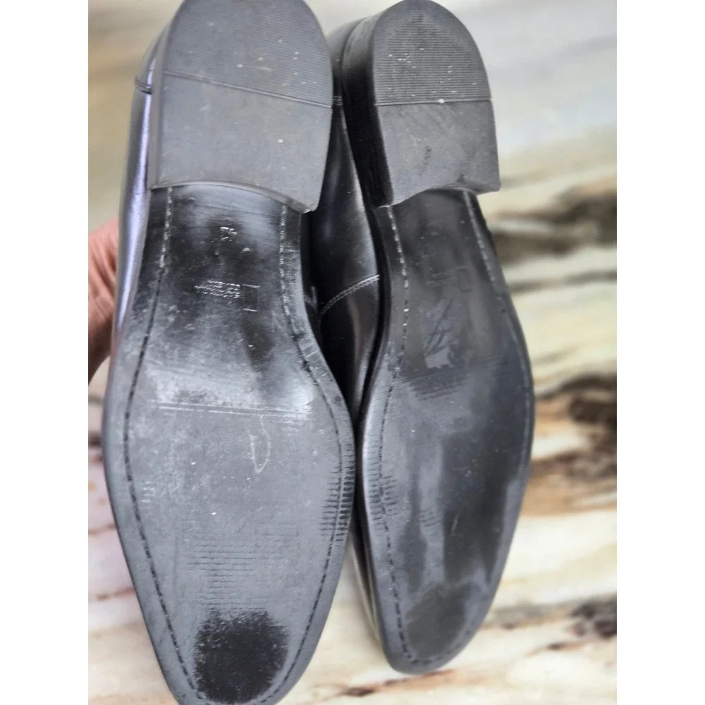 Sapataria Cometa Black Leather Penny‎ Loafers Mens Size 42 Almond Toe Slip Shoe